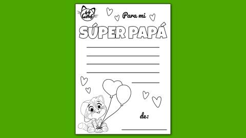 Carta del Día del Padre para imprimir | Imprime & Colorea | 44 Gatos