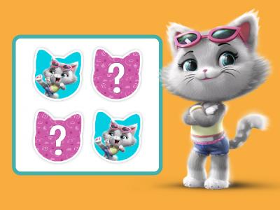 Jogo da Memória para Recortar 44 Gatos